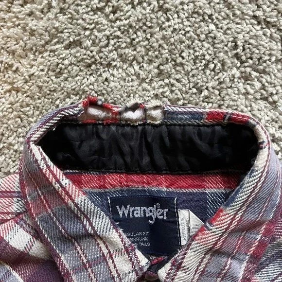 VTG‎ 90s Wrangler Plaid Flannel Pearl Snap Shirt Men XL Long-Sleeve Heavyweight - Picture 6 of 11
